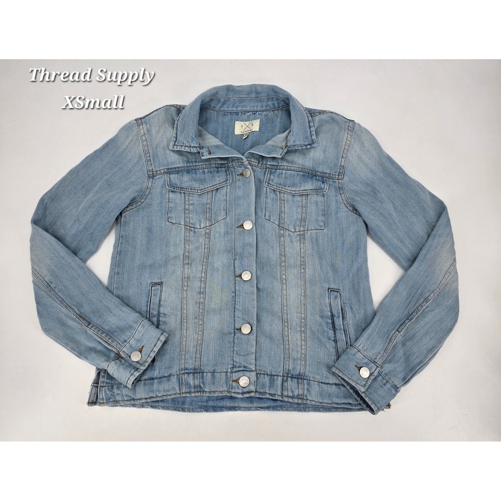 Thread & Supply Jackie Denim Jacket Womens XS Sun Wash Tencel Lyocell Trucker